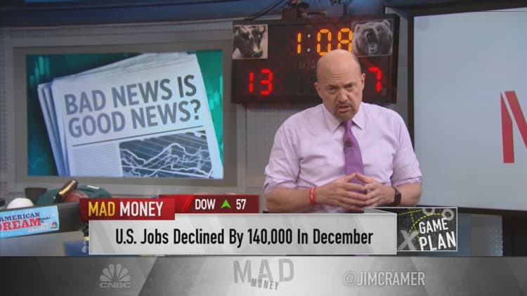 December jobs number makes new stimulus checks more likely, Jim Cramer say