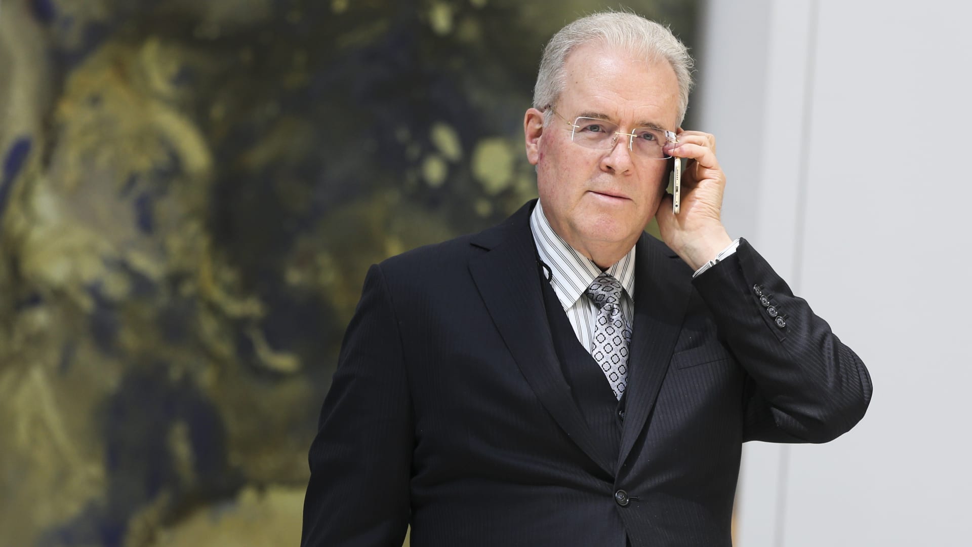 Billionaire Robert Mercer speaks on the phone during the 12th International Conference on Climate Change hosted by The Heartland Institute on March 23, 2017 in Washington, D.C.