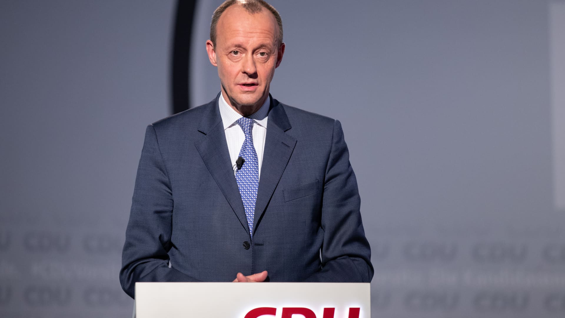 Friedrich Merz, candidate for the presidency of Germany's Christian Democratic Union (CDU), attends discussion with other candidates at CDU's headquarters on Jan. 8, 2021 in Berlin, Germany.