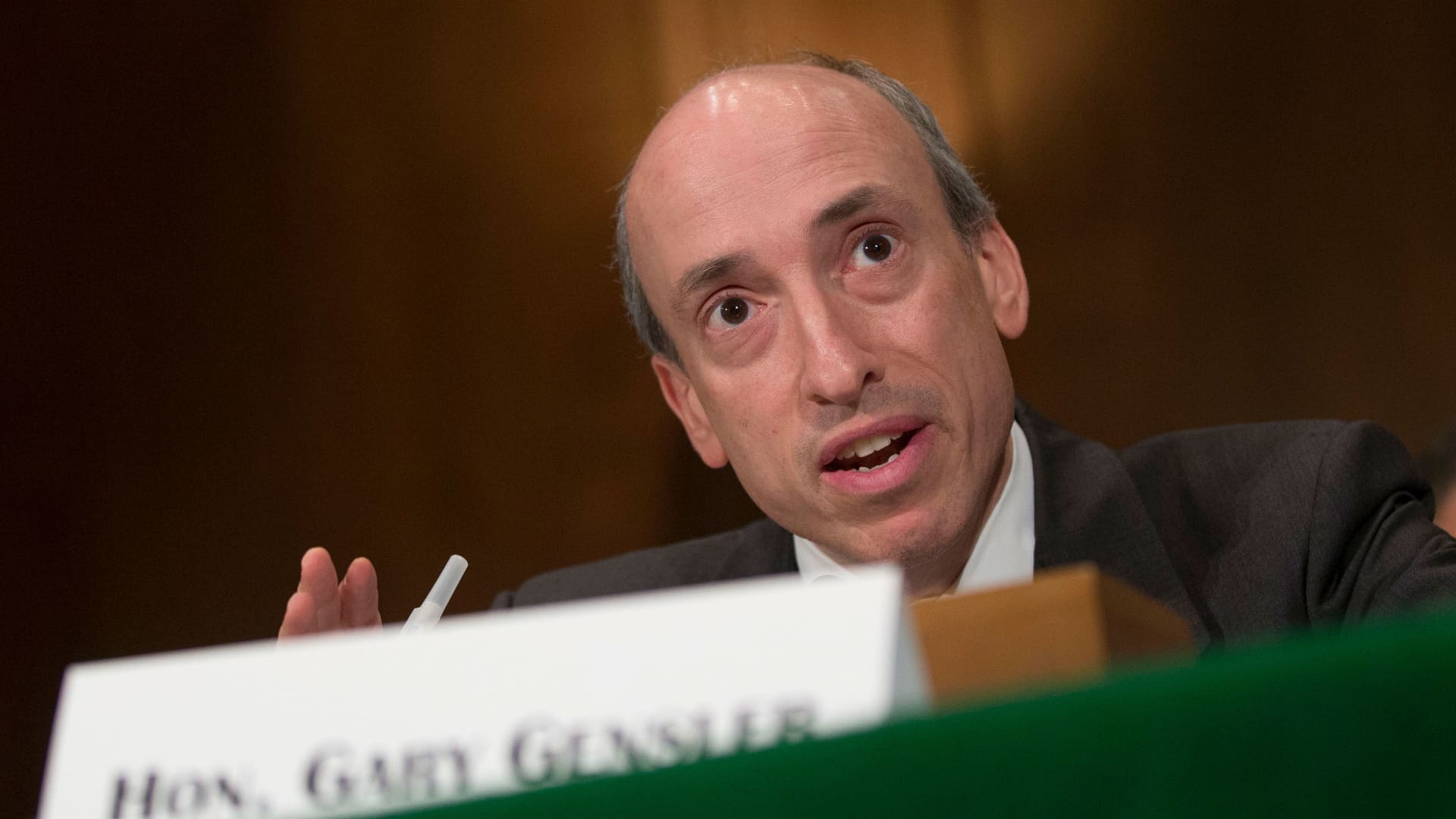Gary Gensler, chairman of the Commodity Futures Trading Commission (CFTC), speaks during a Senate Banking Committee hearing in Washington, D.C., U.S., on Tuesday, July 30, 2013.