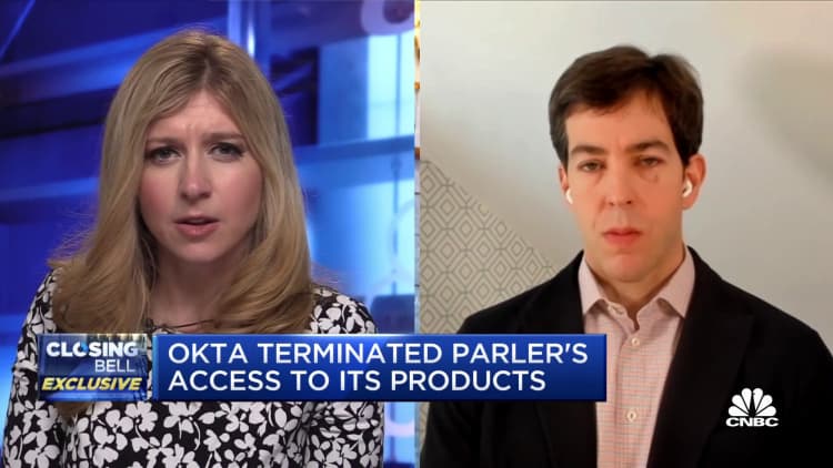 Cybersecurity firm Okta CEO discusses terminating Parler's access