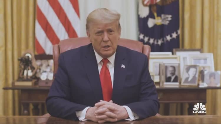 Pres. Donald Trump condemns the 'calamity at the Capitol'