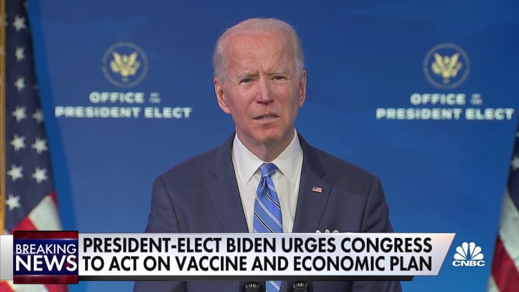 President-elect Joe Biden unveils $1.9 trillion plan to combat the virus and stimulate the economy