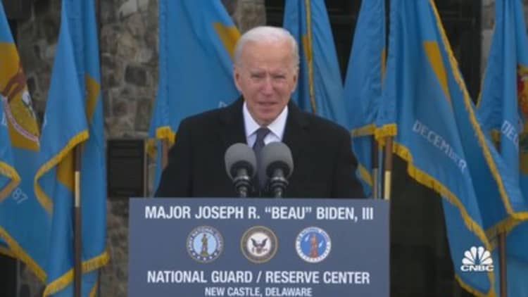 President-elect Biden delivers emotional remarks before departing Delaware