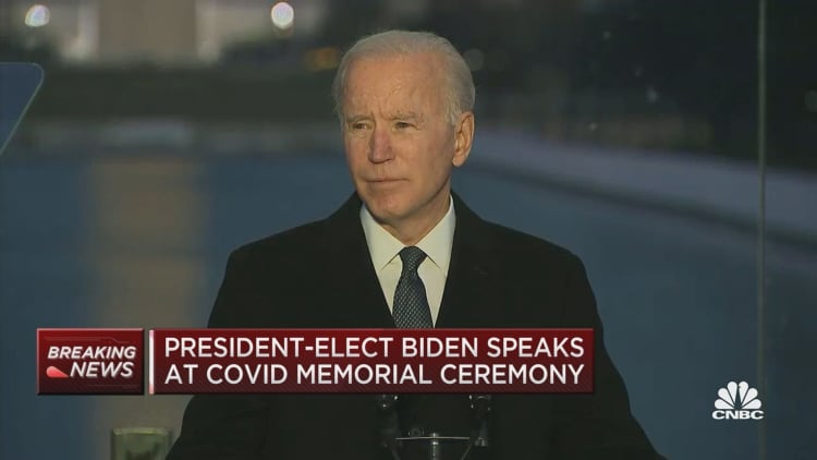 President-elect Joe Biden delivers remarks at memorial for victims of Covid-19