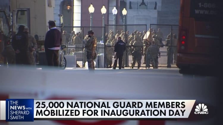 There are 25,000 National Guard troops defending the Capitol for inauguration day