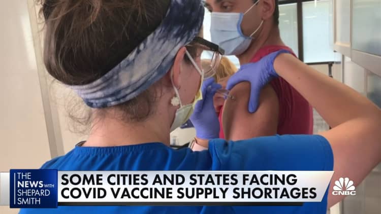 Some cities and states are facing extremely limited vaccine supply shortages