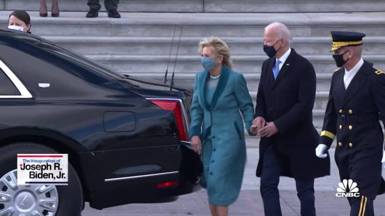 President Biden and Vice President Harris depart the U.S. Capitol