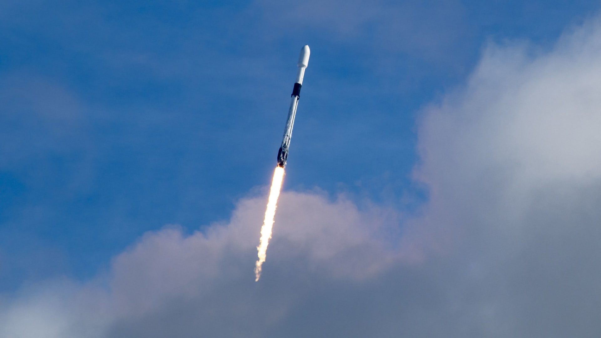 A Falcon 9 rocket launches the Transporter-1 mission in January 2021.