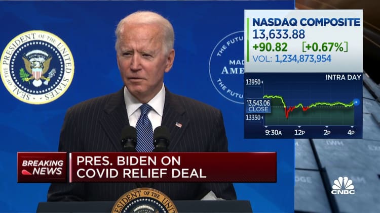 President Joe Biden discusses his $1.9 trillion Covid relief deal
