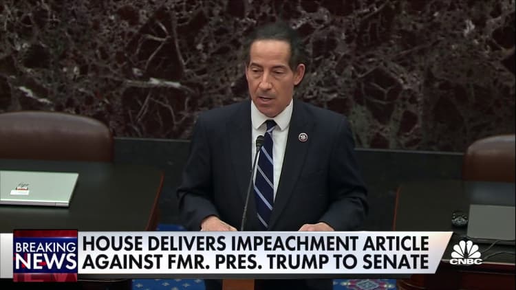 House delivers impeachment article against fmr. President Trump