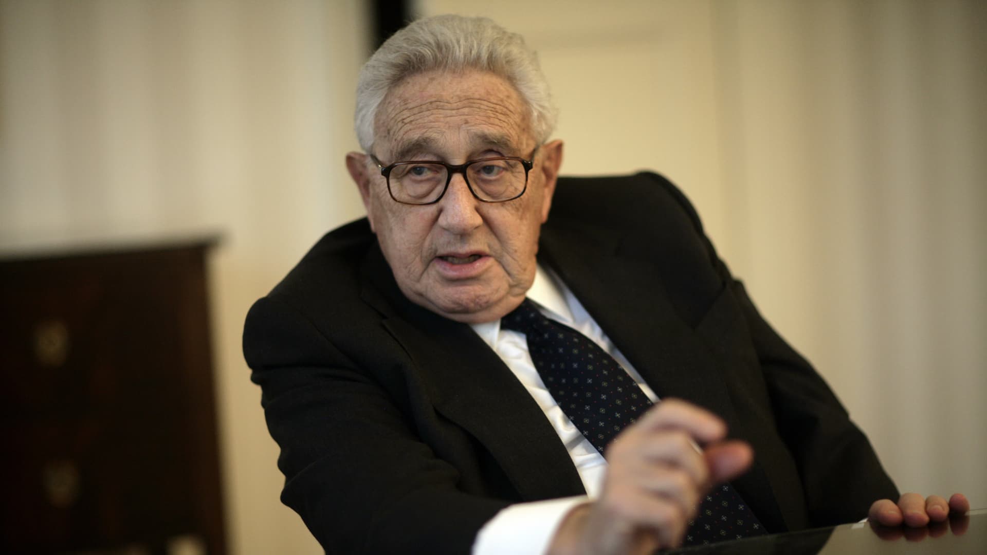 Henry Kissinger speaks during a 2007 interview in Washington.