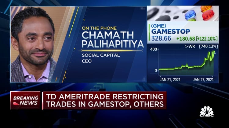 Watch CNBC's full interview with Chamath Palihapitiya on GameStop and Reddit-fueled surge