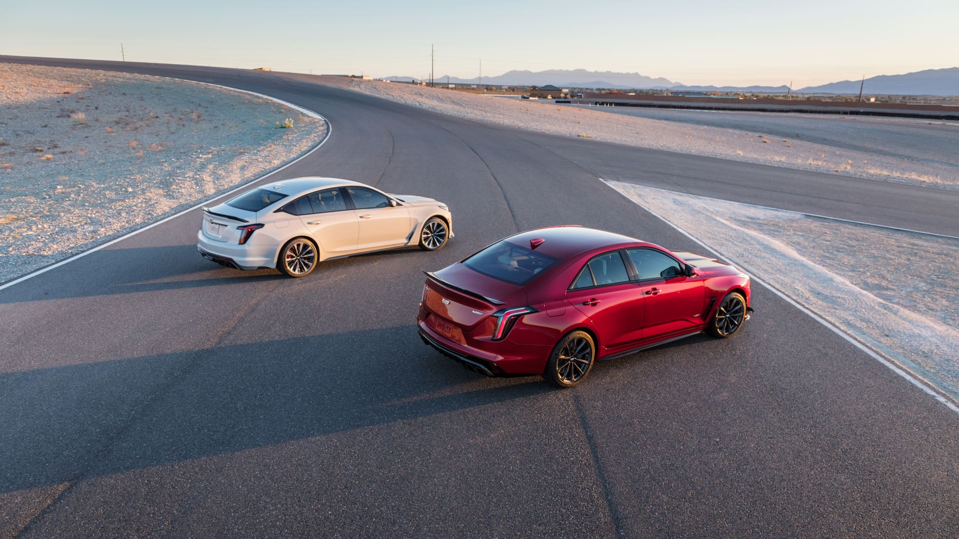 General Motors unveiled the 2022 Cadillac CT4-V Blackwing (left) and Cadillac CT5-V Blackwing on Feb. 1, 2021.