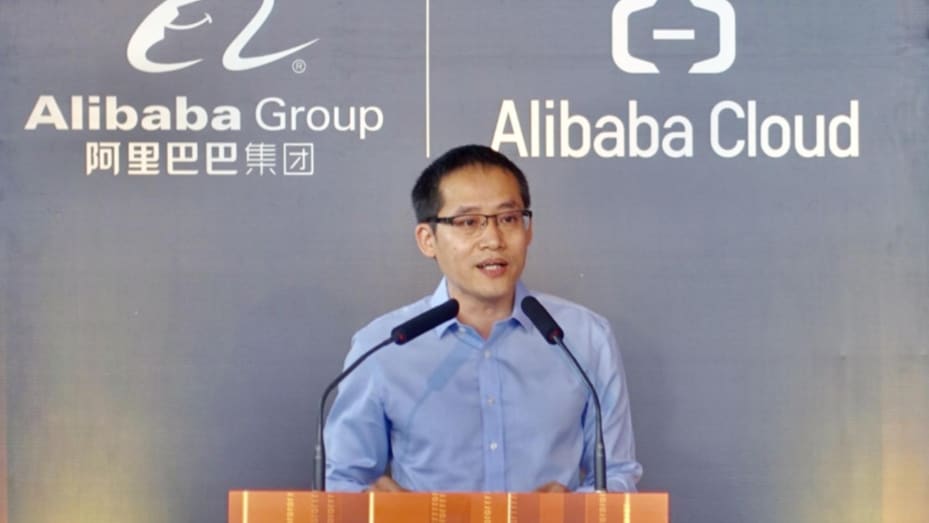 Zhang Jianfeng, president of Alibaba Cloud Intelligence, speaks during the opening ceremony of Alibaba Renhe Cloud Data Center on September 16, 2020 in Hangzhou, Zhejiang Province of China.