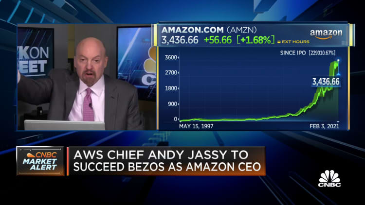 Cramer on AWS chief Andy Jassy succeeding Bezos as Amazon CEO
