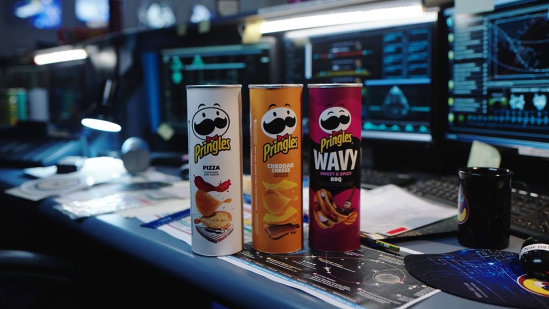 Pringles tubes for the brand's Super Bowl 2021 ad.