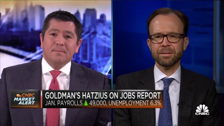 January jobs numbers were weaker than expected, says Goldman's Hatzius