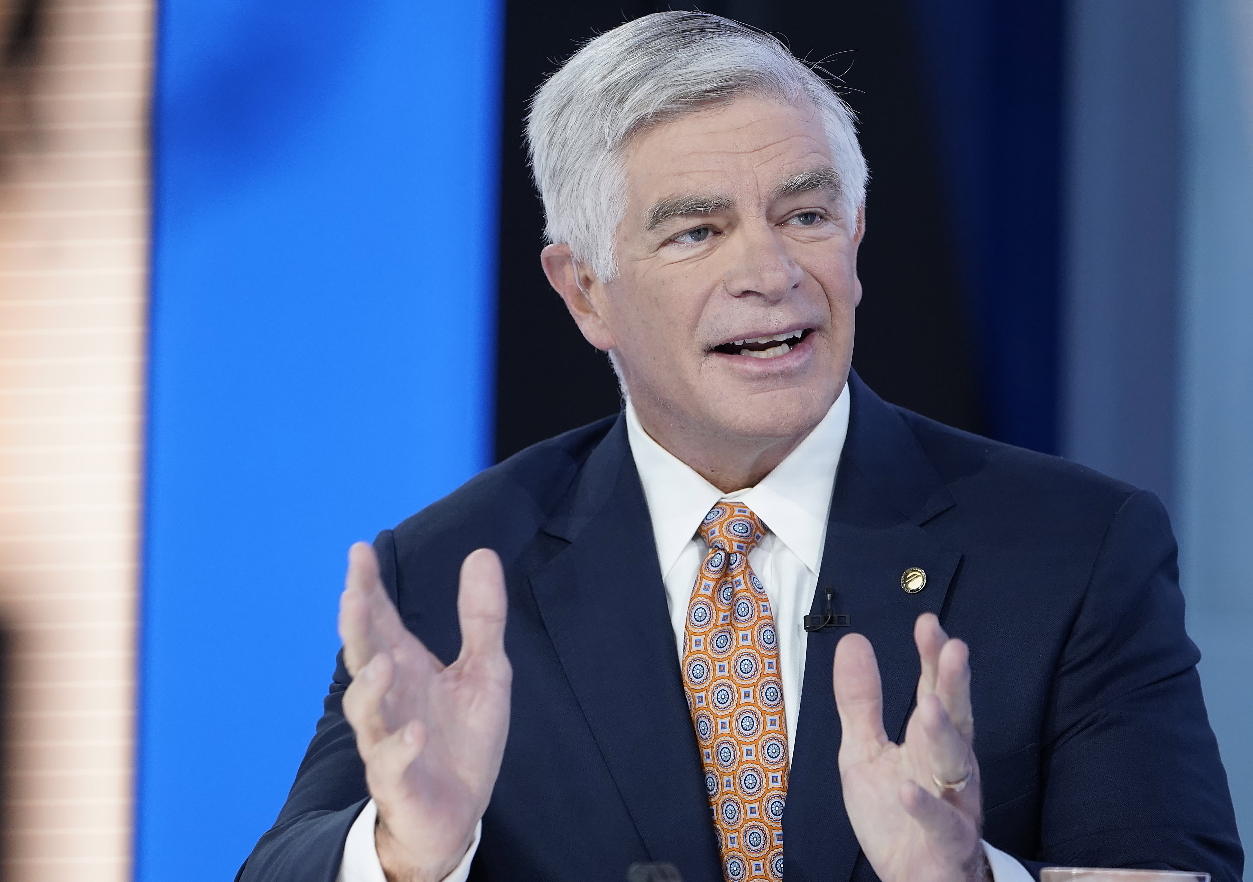 Philadelphia Federal Reserve President Patrick Harker said he foresees three or four interest rate hikes this year as likely to fight inflation.
