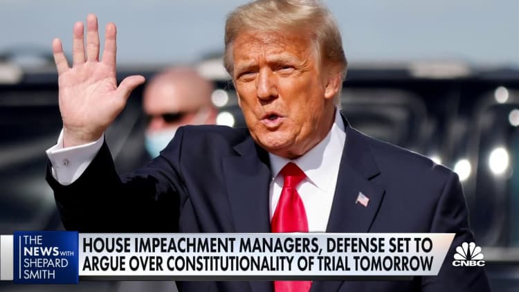 House impeachment managers, defense will argue constitutionality of Trump trial tomorrow