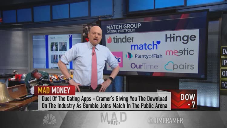 Jim Cramer compares stocks of dating app rivals Bumble and Match Group