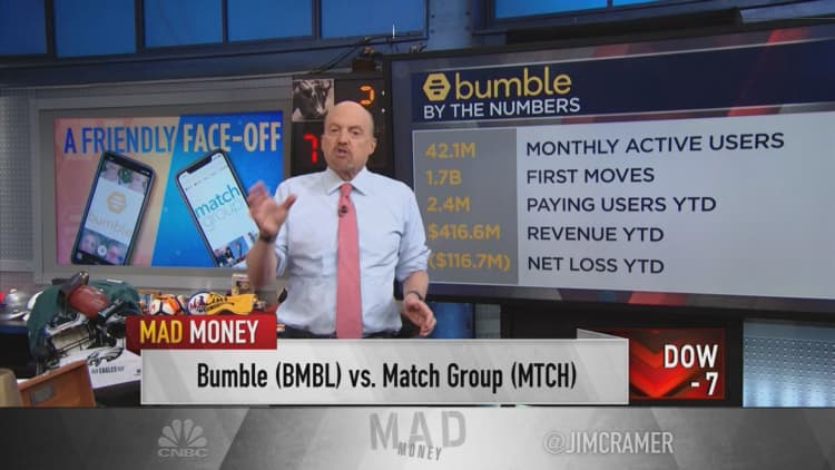 Jim Cramer calls Bumble the 'superior growth stock' to rival Match Group