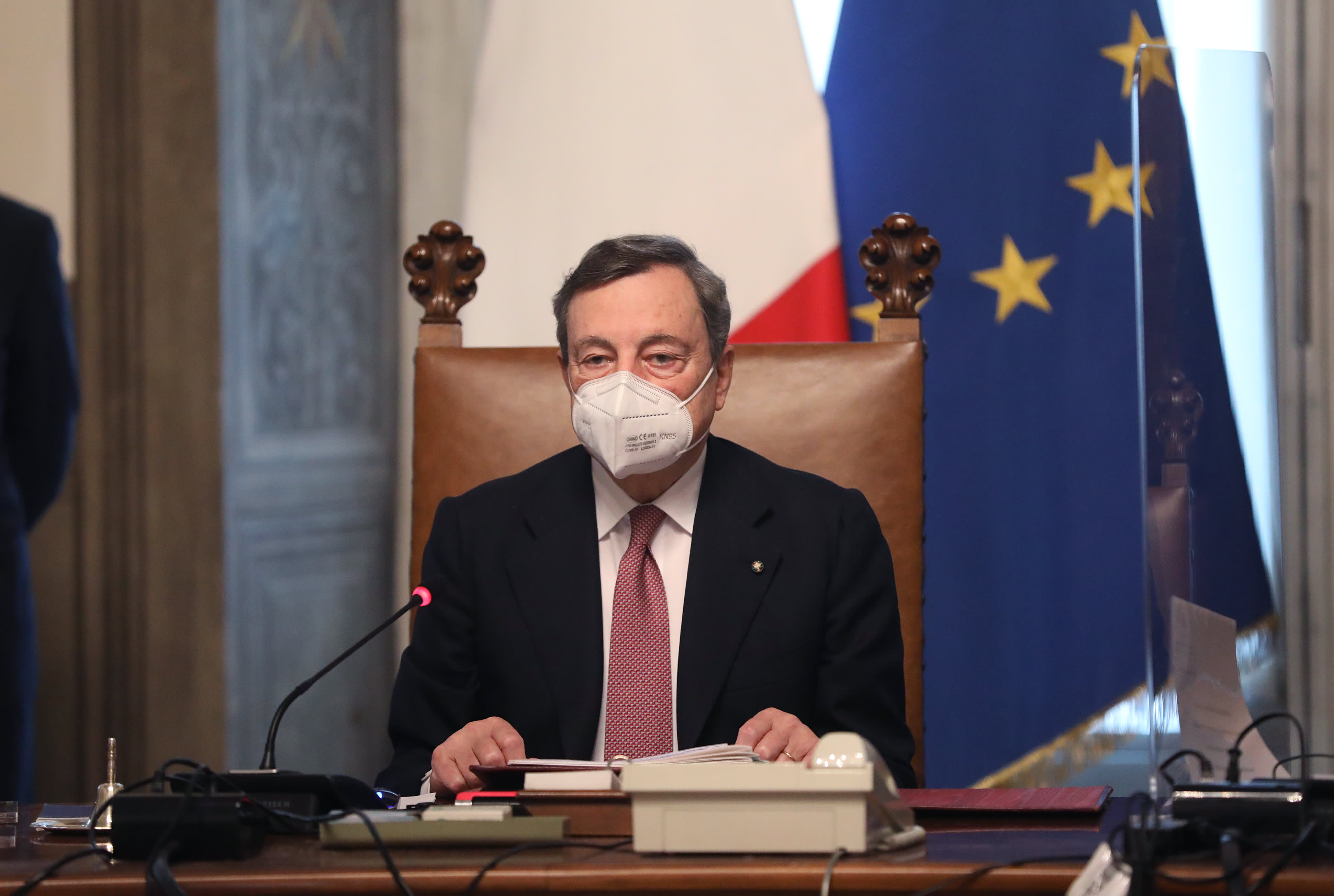 Mario Draghi presents new Italian office after EU funds revolt