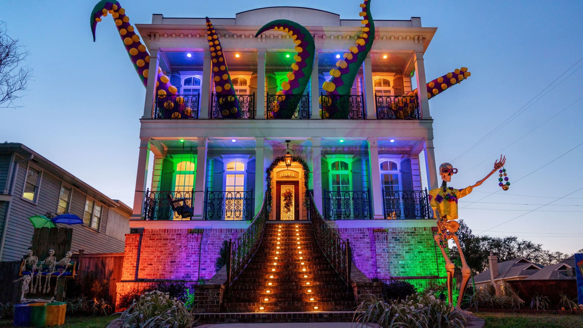 The Kraken house float, on Memphis St., in Lakeview, is one of thousands in the New Orleans area decorated in celebration of Mardi Gras in Louisiana, U.S., February 7, 2021.