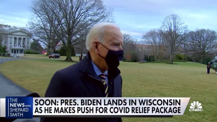 President Biden heads to Wisconsin to push $1.9T covid relief package