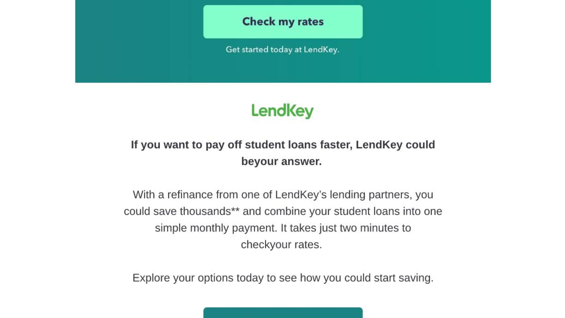 Mint sent an email to users this week on behalf of an ad partner touting the bonuses available for those who refinance their student loans. 