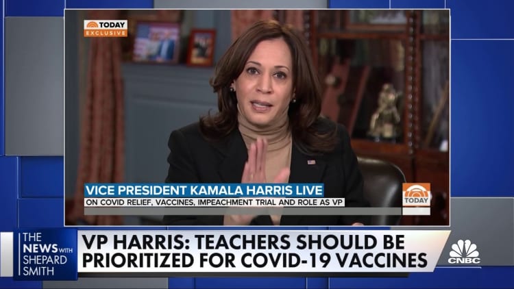 Teachers should be prioritized for coronavirus vaccine: VP Kamala Harris