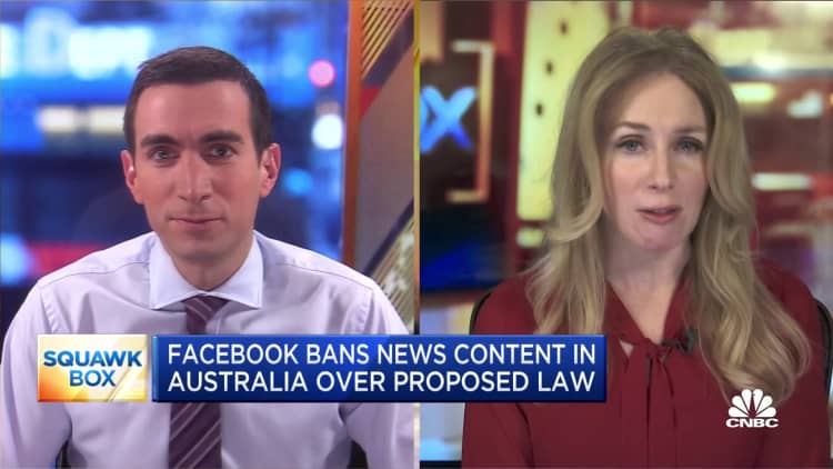 Facebook bans news content in Australia over proposed law