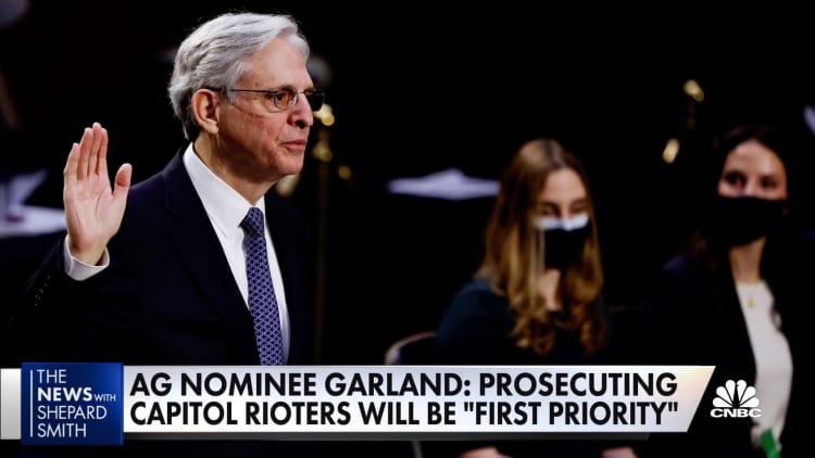 AG nominee Garland says his first priority would be to prosecute Capitol rioters