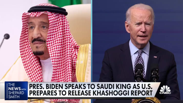 President Biden speaks to Saudi King as U.S. prepares to release Khashoggi report