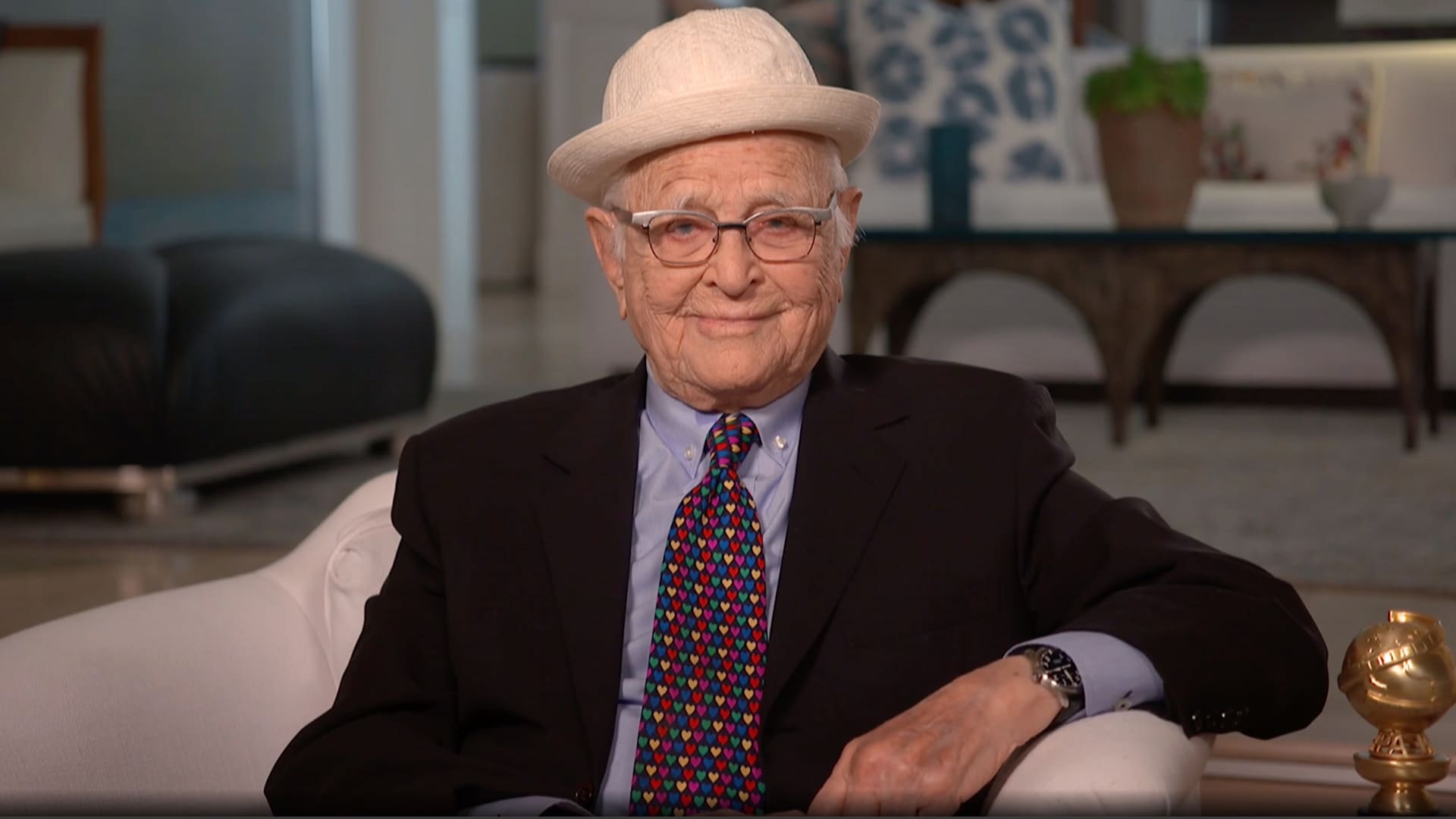 Norman Lear, winner of the Carol Burnett Award, speaks during the 78th Annual Golden Globe Awards broadcast on February 28, 2021. --(Photo by NBC/NBCU Photo Bank via Getty Images)