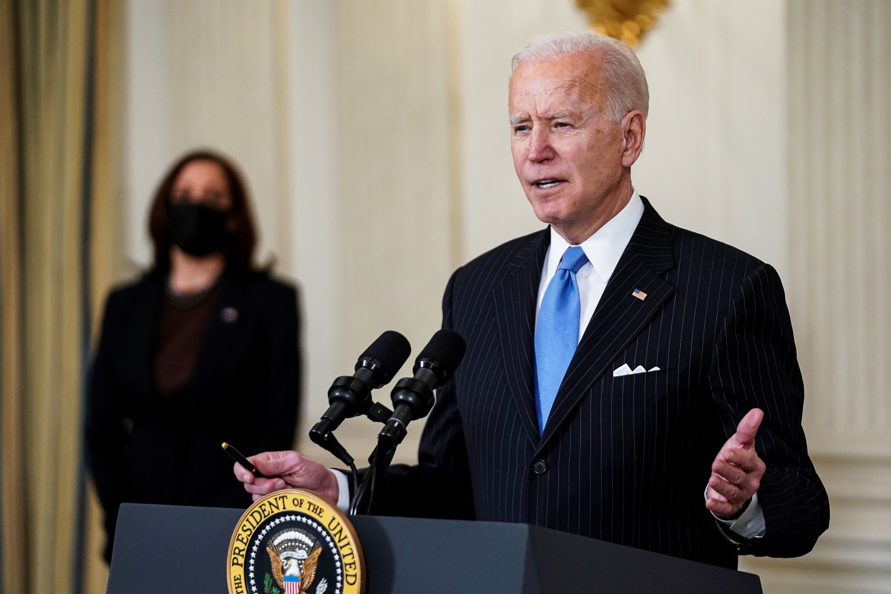 Biden is open to negotiations on raising corporate taxes, but says the US should act with confidence on infrastructure