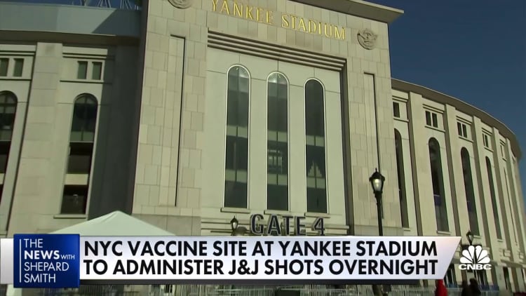 NYC's Yankee Stadium will administer J&J shots overnight
