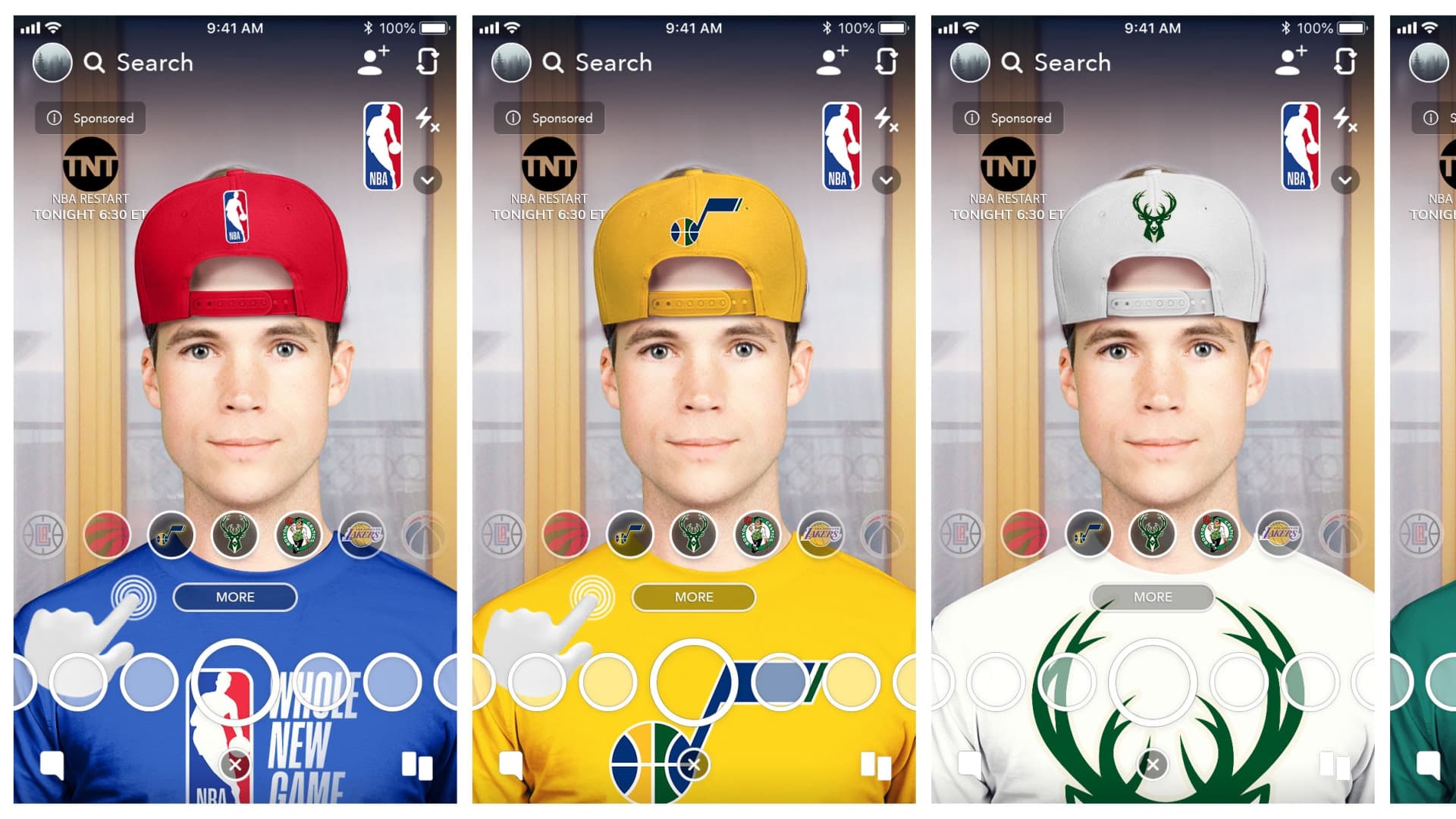 Snapchat partners with the NBA with Snapchat-NBA augmented reality features.