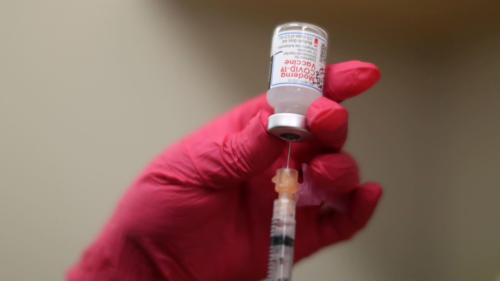 A nurse draws a Moderna coronavirus disease (COVID-19) vaccine, at East Valley Community Health Center in La Puente, California, March 5, 2021.