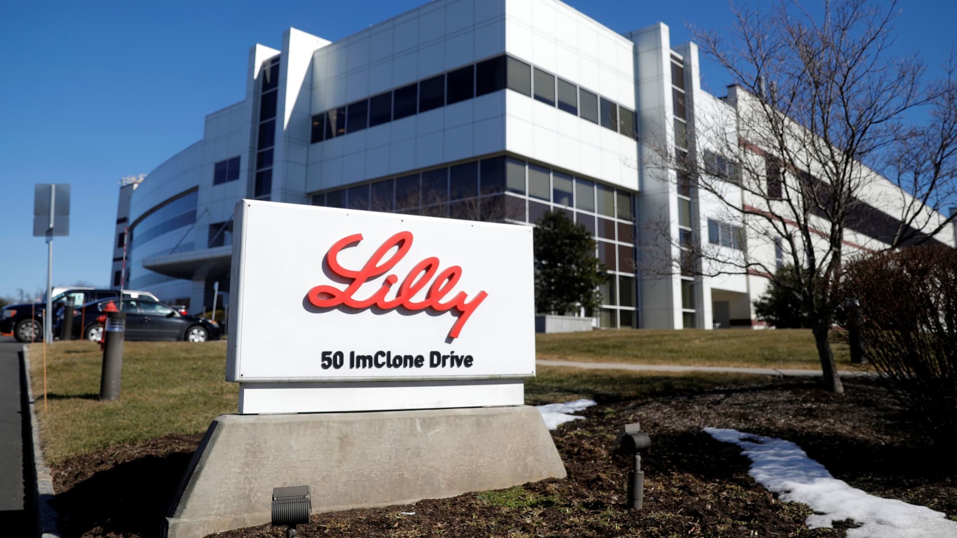 An Eli Lilly and Company pharmaceutical manufacturing plant is pictured in Branchburg, New Jersey, on March 5, 2021.