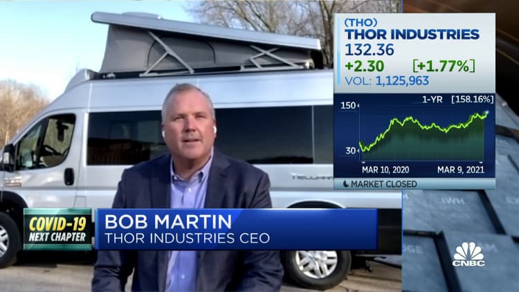 Thor Industries shares surge as RVs become more popular amid pandemic