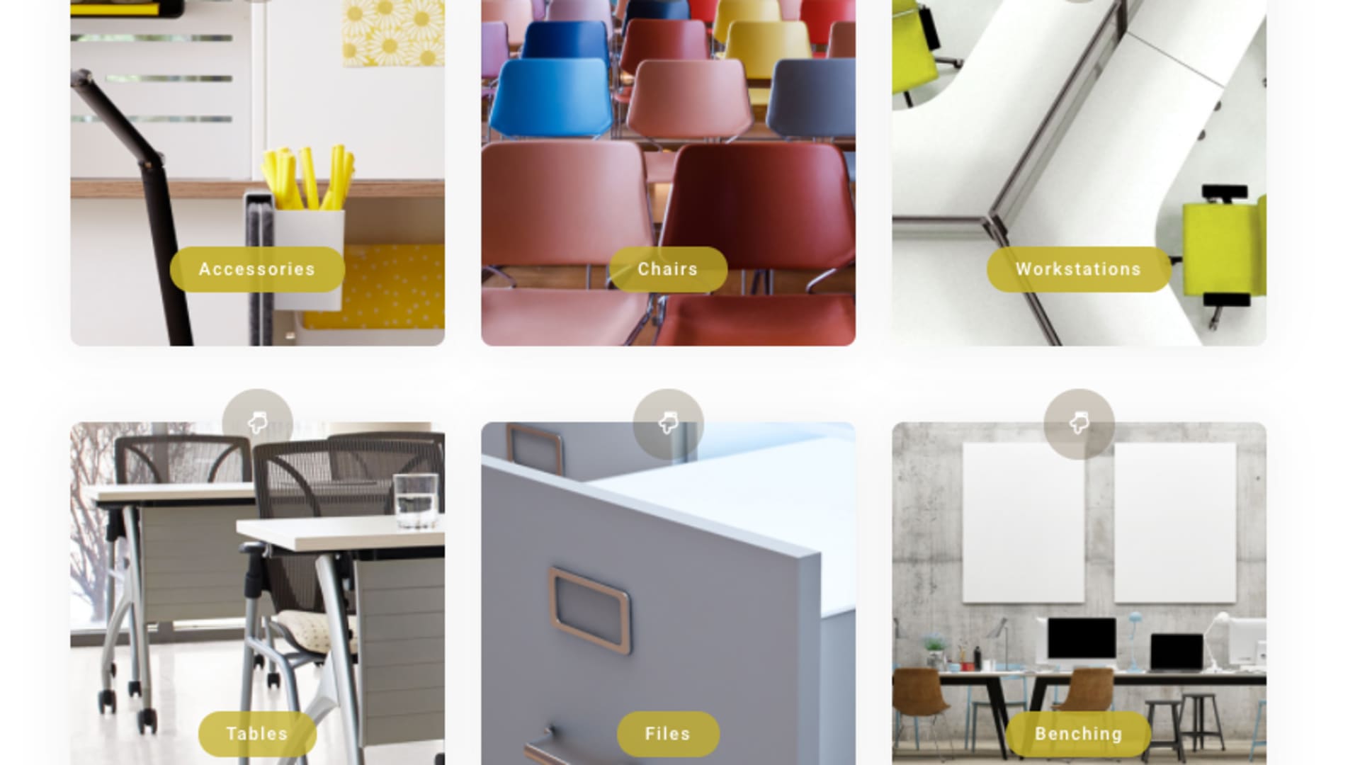 Clear Office website sorts pre-owned furniture by type.