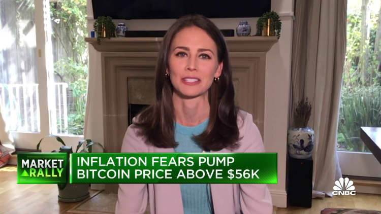 Inflation fears pump bitcoin prices above $56,000
