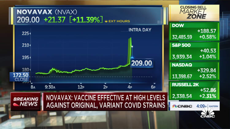 Novavax says vaccine effective at high levels against original and Covid variant strains
