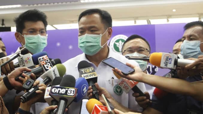 A press conference on temporarily halting the roll-out of AstraZeneca Covid-19 vaccination in Thailand is held in Bangkok, Thailand, March 12, 2021.