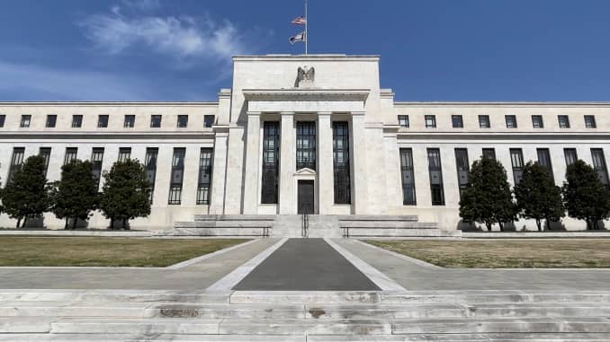 The Federal Reserve building is seen on March 19, 2021 in Washington, DC.