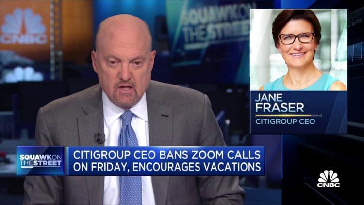 Jim Cramer on Citigroup CEO banning Zoom calls on Friday's and encourages vacations