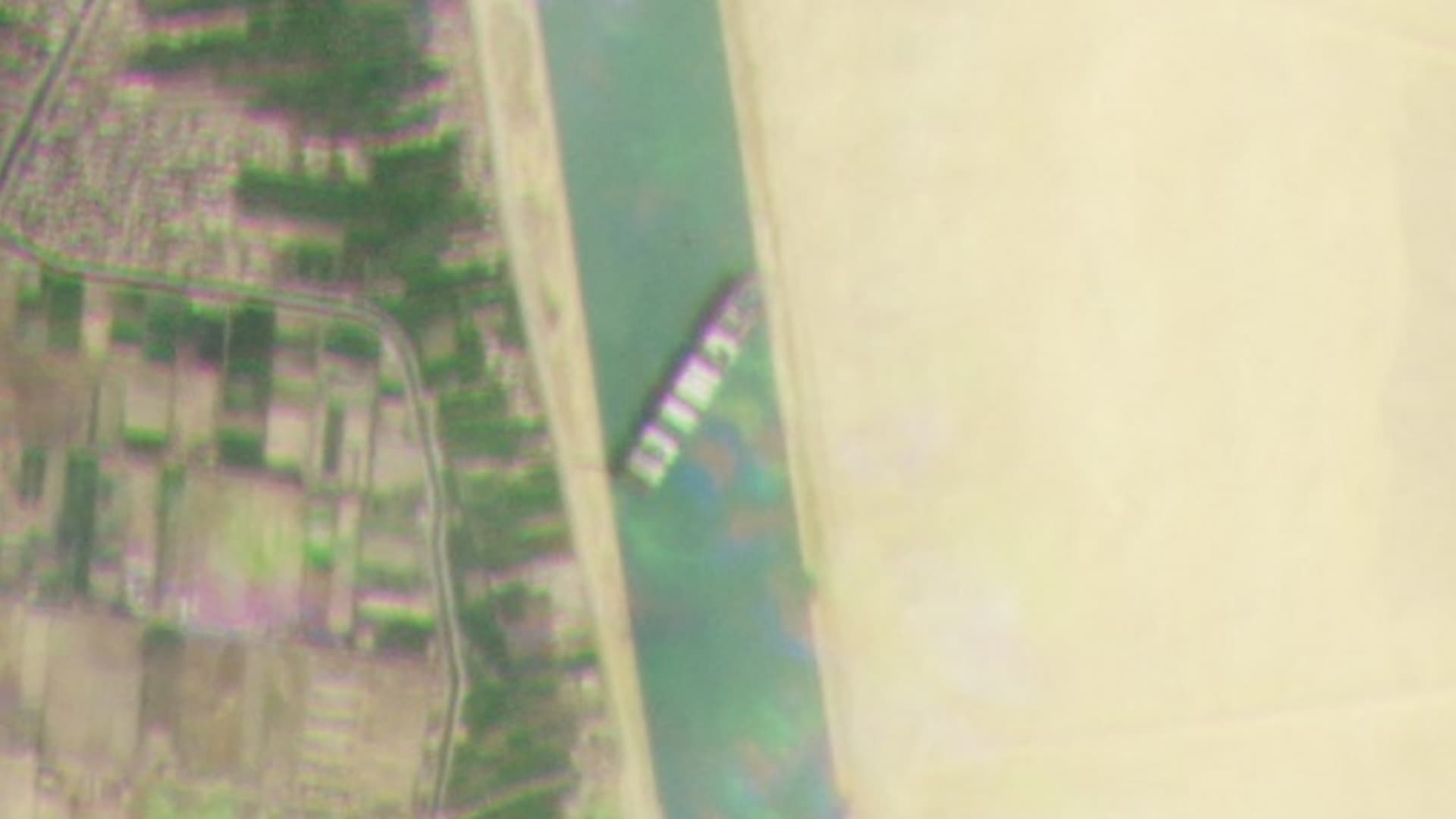 Cropped satellite imagery captured on March 23, 2021 shows the cargo container ship Ever Given blocking the Suez Canal in Egypt.