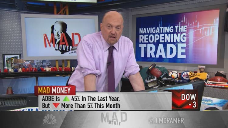 Lockdown stocks under pressure as reopening trade gains steam, Cramer says