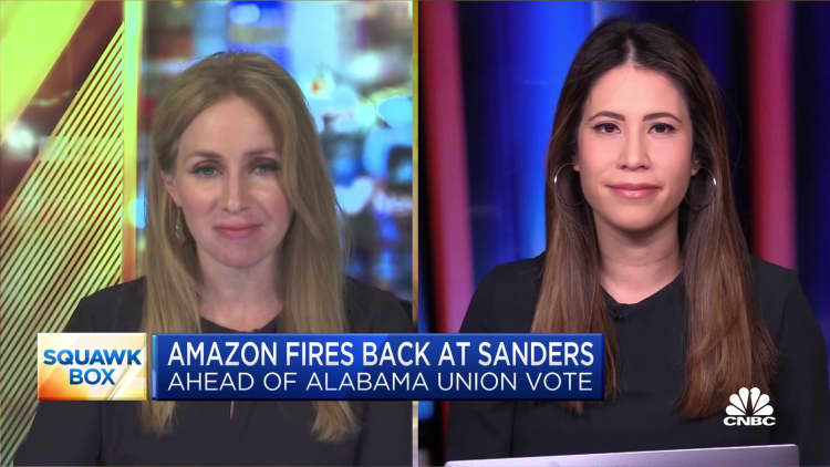 Amazon fires back at Bernie Sanders on Twitter ahead of Alabama union vote